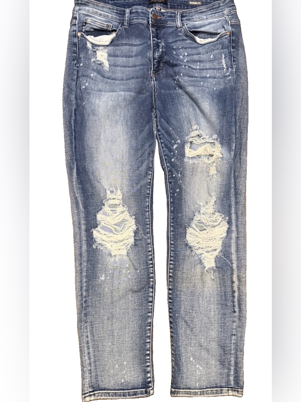 Judy Blue JB82169LT-PL Jeans Women 16W Destroyed Boyfriend Bleach Splatter